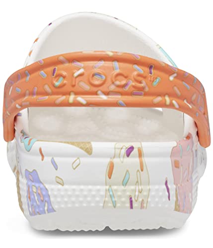 Image of Crocs Unisex-Child Classic Seasonal Print Clogs, White /Multi, 8 Toddler
