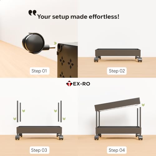 Image of TEX-RO Plastic Storage Rack for Bedroom | Shelf for Bedroom | Bathroom Storage Rack | Trolley for Kitchen Storage | Multipurpose Storage Rack (Black, 4 Layer)