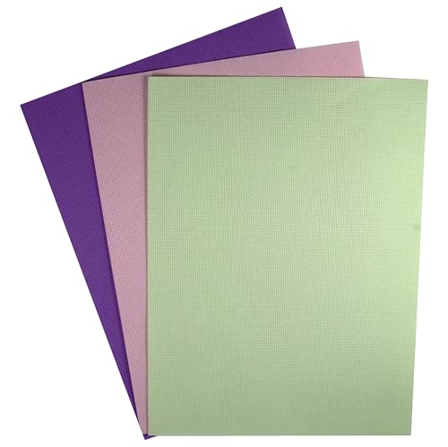 Image of KCS 3 pc of 12 inch x 18 inch(30cmx45cm) 18CT Counted Cotton Aida Cloth Cross Stitch Fabric (Lavender+Pink+Light Green)