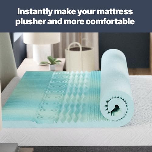 Image of GhostBed 3 Inch Cooling Gel Memory Foam Mattress Topper - Waterproof Cover, Protector, Made in USA - Memory Foam Mattress Cover Twin