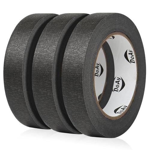 Image of 3 Pack Black Painters Tape - Masking Tape 1 inch Wide - Multi-Surface, Smart Adhesion, Indoor & Outdoor Use - Paint Tape for DIY, Labeling, Art, Car, General Purpose - 270FT Total