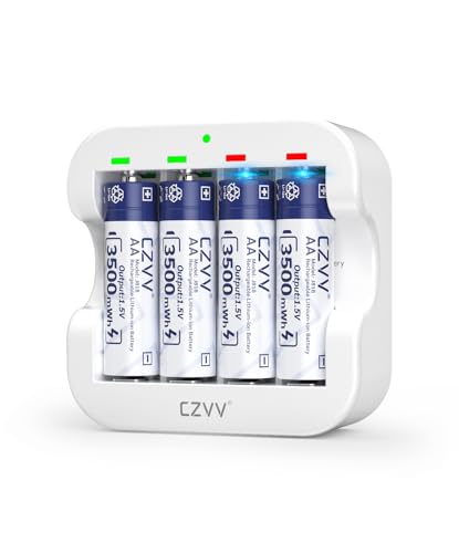 Lithium 1.5V Rechargeable AA Batteries 4-Pack, 3500mWh