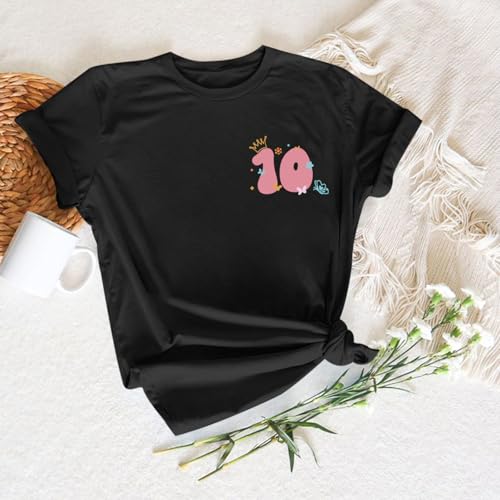 Image of Pairxily in My Double Digits Era Shirt for Girls 10th Cute 10 Year Old Girl Happy Birthday Shirts Gifts Short Sleeve Tops