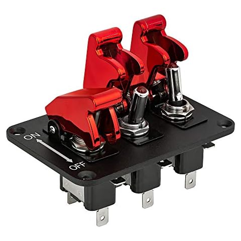 Jtron car toggle switch panel 12V 20A 3 Group with quick off cover for Racing spot red led (3 red) Cover