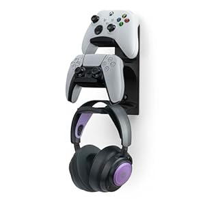 Brainwavz The Behemoth – Dual Game Controller & Headphone Stand Wall Mount Holder – Designed for All Gamepads & Headsets