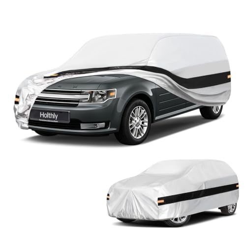Image of 10 Layers Mini Van Car Cover Custom Fit for Ford Flex (2008-2019), Waterproof All Weather for Automobiles, Outdoor Full Cover Sun Dust Rain Protection with Cotton. Silver
