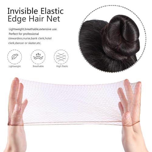 image for Zonon 50Pcs Bun Hair Nets & 40Pcs U Shaped Pins for Ballet, Invisible 