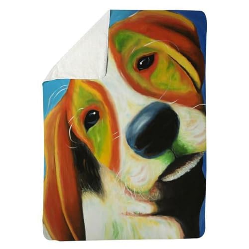 60 x 80 in. Colorful Beagle Dog-Sherpa Fleece Blanket