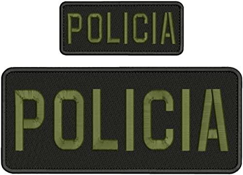 Special Patches for Velcro Patches for Uniform for POLICIA Embroidery Patch 4X10'' and 2X5 Hook ON Back BLK/OD Green Model-Q-X989-465