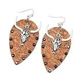 Pendientes inspirados en calavera de Oxhead, construcción ligera de aleación de piel sintética, joyería gótica para fiestas, accesorios para el oído, aretes de diseño vanguardista de Oxhead, One Size