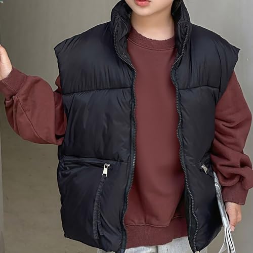 Girls Fleece Puffer Vest Kids Zip Up Winter Fleece Warm Sleeveless Jacket Buttons Lightweight Puffy Down Line Outerwear4