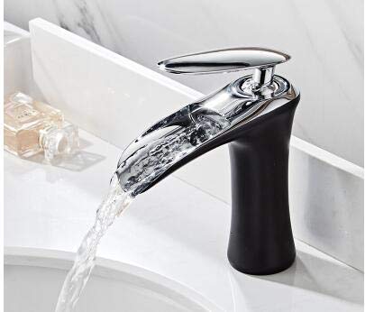 Robinet de lavabo cascade noir et argent pour une oasis de bien-être