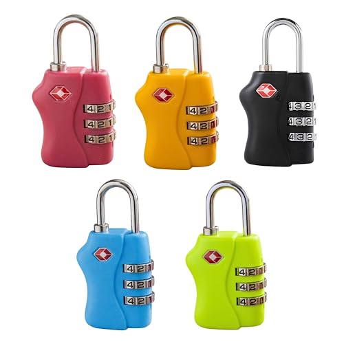 TSA Approved 3 Digit Combination Luggage Lock 1 Pack Any Colour - Resettable Travel Padlock for Suitcases Backpack & Gym Locker Security Travel Accessories and Holiday Essentials