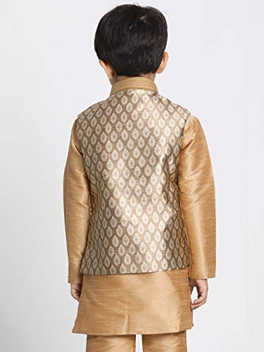 Image of VASTRAMAY Black Cotton Silk Blend Boys Nehru Modi Jacket