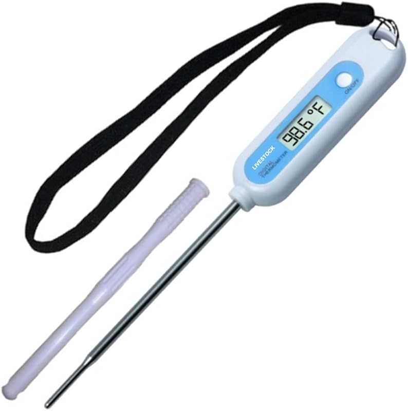 Veterinary Thermometer for Horses and Dogs. Fast, Accurate Temps in 8 to 10 Seconds. Beeps When Ready. Large LCD. 5-Inch Stainless Probe with Blunt Tip. Safe for All Animals.