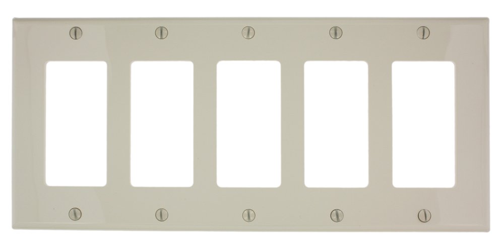 Placa de pared Decora 5-Gang Leviton 80423-NT5 color almendra claro
