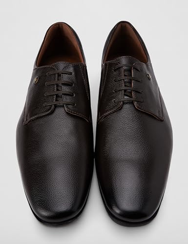 Image of Louis Philippe Men Premium Leather Breathable Lining Material Anti Slip Flat Heel TPR Sole Formal Derby Shoes