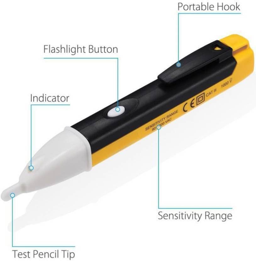Image of Inditrust Analog Voltage Tester Touchless pen tester 90~1000V AC Electric Voltage Power Detector Sensor Tester LED Light Non-Contact Pen, (10 PIECES)