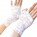 Gauss Kevin Sexy Summer Short Lace Gloves UV Protection Fingerless Gloves Wrist Length Prom Party Driving Wedding Gloves White
