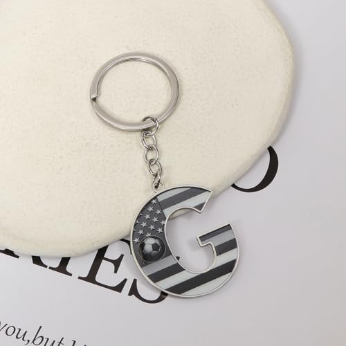 Bag Charms Initial A-Z Letter Keychain Bag Charm Soccer Keychain for Handbags Sports Bag