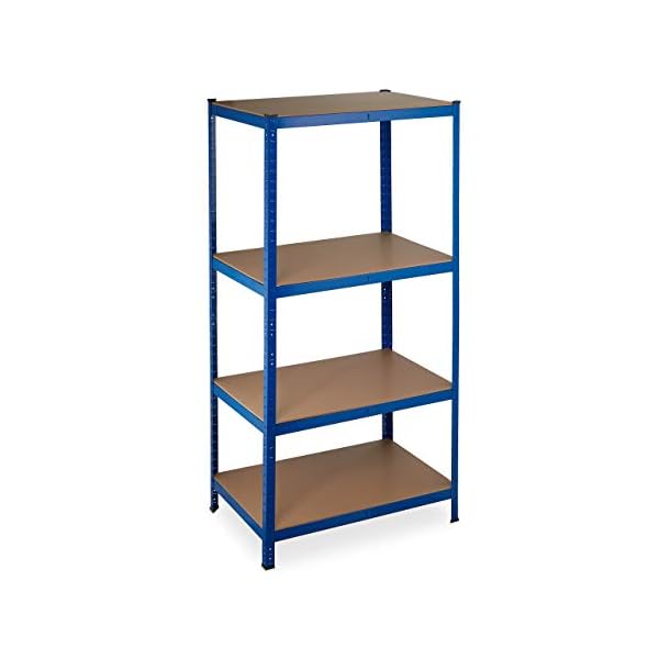 Relaxdays Schwerlastregal, Traglast 1060 kg, 4 Ebenen, zum Stecken, Keller, Garage, Stahl, HxBxT: 180x90x60 cm, blau