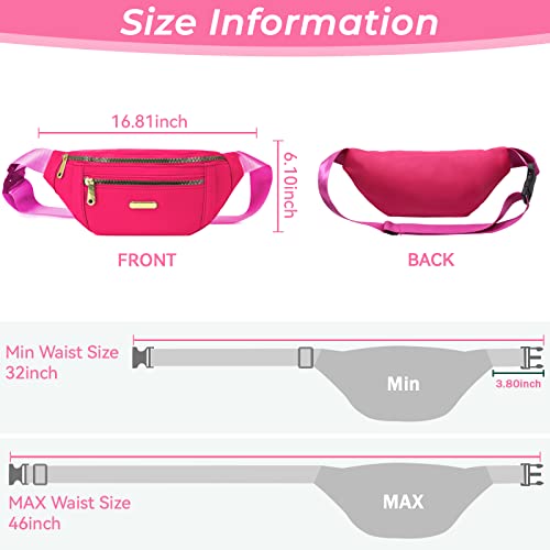Fanny Pack Fashionable Waist Bag Casual Travel Bum Bag with 3 Zipper Pockets for Women Men Sports Running Hiking Jogging (Rose) - Image 2