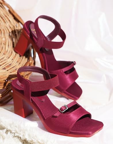 Image of JM LOOKS Women's Block Heel Sandals | Stylish Open Toe Dress Sandals with Double Strap & Buckle Detail | Comfortable Slip-On for Party Prom Date Night