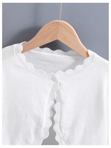 SOLY HUX Girl's Long Sleeve Cardigan Sweater Scallop Trim Open Front Button Knit Crop Tops3