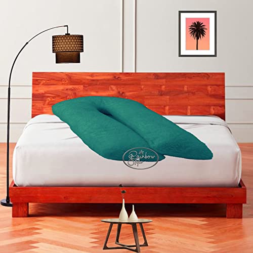 Funda de almohada ortopédica en forma de U de forro polar de peluche de cuerpo completo de 9 pies con cremallera para embarazo, maternidad, lactancia, súper suave y cómoda, funda de almohada en U,