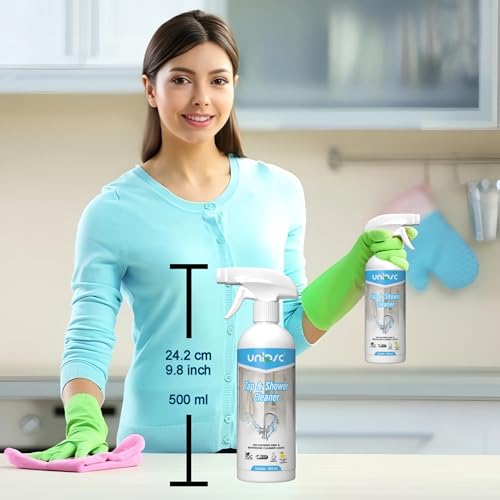 Image of UNIDSC Tap Cleaner & Limescale Remover | Foaming Formula for Easy Cleaning | Non-Toxic | Multi-Purpose Bathroom Cleaner for Taps, Showers, Tiles, Mirrors & more 500ml - Pack of 1