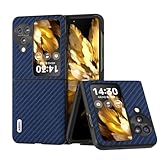 Schutzhülle kompatibel mit Oppo N3 Flip, Lederhülle, Karbonfaser-Textur, harte Rückseite, schützende Handyhülle, schlanke Falthülle, Anti-Drop-Abdeckung, kompatibel mit Oppo N3 Flip(Dark Blue)