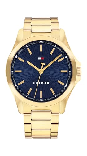 Tommy Hilfiger Men's 3H Quartz Watch, Stainless Steel Bracelet, Water Resistant 3 ATM, Modern and Stylish Timepiece, Gift for Him, 42mm