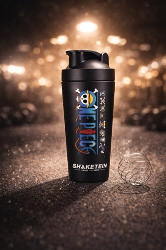 Image of Stainless Steel Gym Shaker Bottle 750ml | Leak Proof Protein Mixer Shaker | BPA Free | Metal Sports Water Bottle for Gym, Workout & Fitness (Anime-29-BLACK)