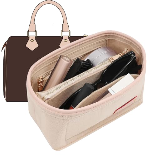 Image of Doxo Purse Organizer Insert, Bag Organizer for Tote & Handbags, Bag in Bag, Perfect for LV Speedy 20, Alma BB, Petit Noe and More (Beige,Small)