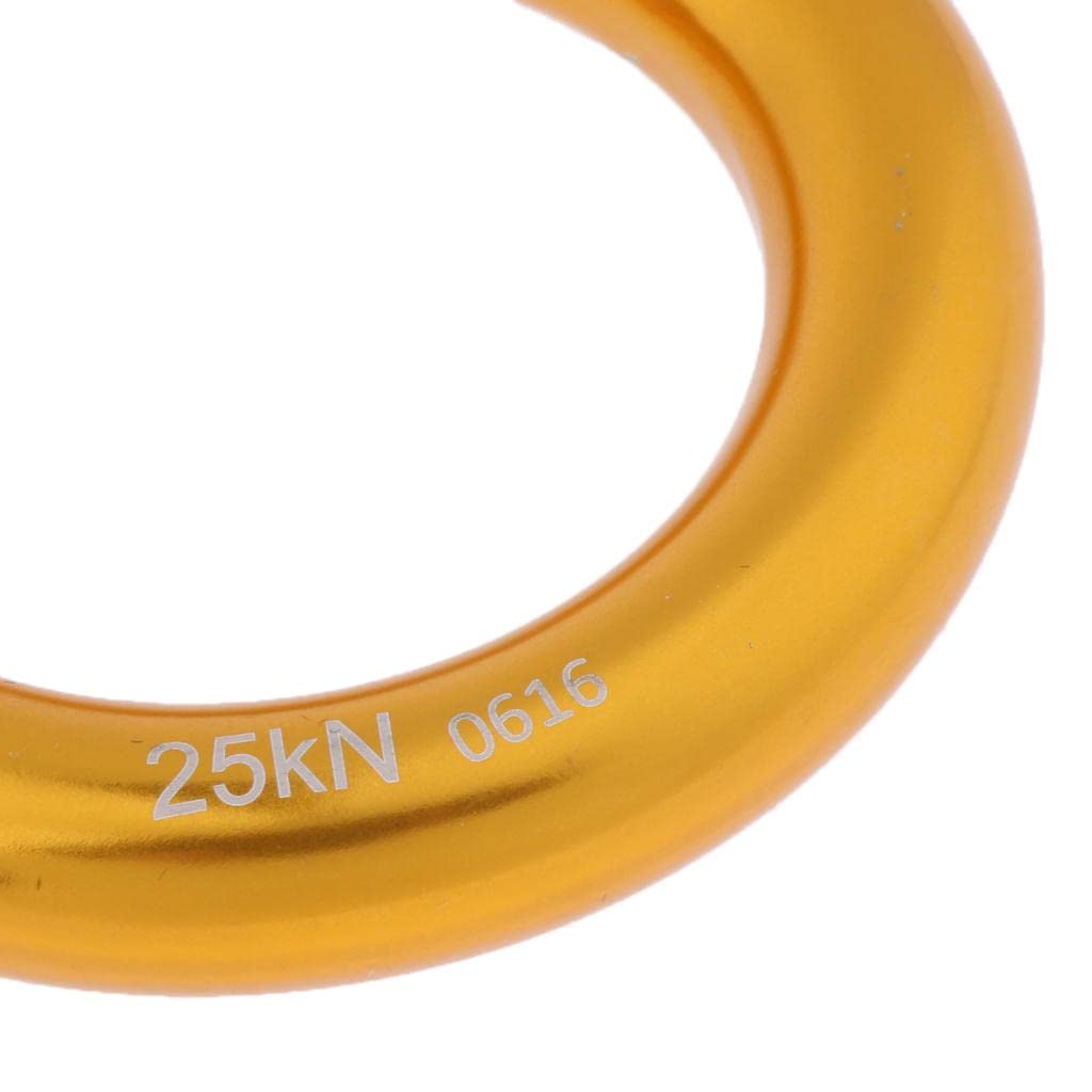 25KN - Anillo de rescate para rappel de escalada en roca, conector de rescate dorado, talla L