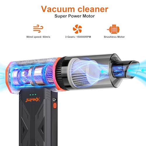 Compressed air Duster & Small Vacuum,150000RPM 3in1 Computer Vacuum Cleaner - image 2