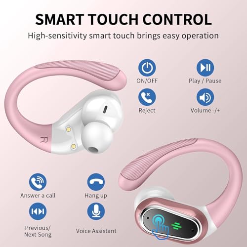 Image of Wireless Earbuds, 2026 Bluetooth 5.4 Headphones, ENC Noise Canceling Mic | 60Hrs+ Stereo Wireless Headphones, IP7 Waterproof Bluetooth Earbuds, Sport Earhooks, Dual LED Display, for Workout, Running