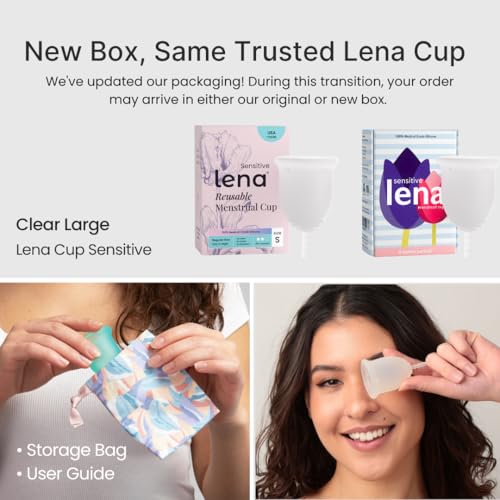 Image of Lena Sensitive Menstrual Cup - Ultra Soft Medical-Grade Silicone Period Cups for Women Heavy Flow, Beginner-Friendly, Reusable 12-Hour Leak-Free Comfort & Feminine Care - Large, Clear