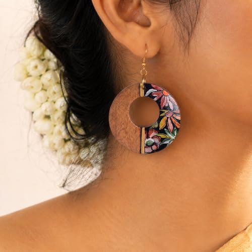 Image of Handcrafted Boho & Ethnic Earrings for Women - Wooden & Brass Statement Designs in Loop, Swing & Motif Styles
