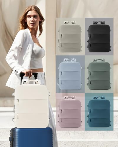 Image of coowoz Large Travel Backpack Carry On for Women Man Gym Backpacks with Laptop Compartment Mochila de Viaje Teacher Personal Item Backpack Rucksack Airplane Accessories Must Haves Beige