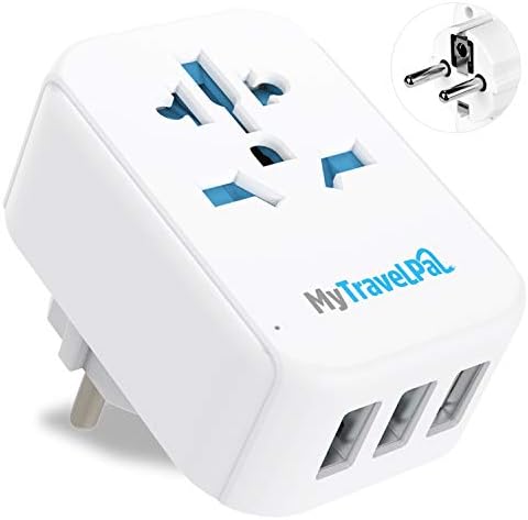 UK to Europe Travel Adapter With 3 USB Ports | The Safest & Most Powerful UK to European Plug Adapter with USB | MyTravelPal® World to Euro EU Adapter Plug | Germany France Spain Portugal Turkey etc