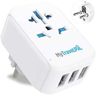 UK to Europe Travel Adapter With 3 USB Ports | The Safest & Most Powerful UK to European Plug Adapter with USB | MyTravelPal® World to Euro EU Adapter Plug | Germany France Spain Portugal Turkey etc