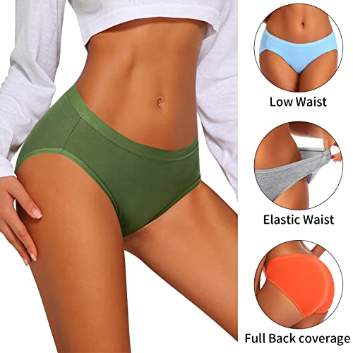 Culayii Ladies Cotton Bikini Panties, High-Cut Full Coverage Stretch Cool Soft Womens Underwear Packs - 10 Pack, M #TOP3