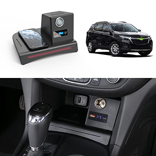 ZChan Wireless Charger for Chevy Equinox 2018-2023,Center Console 15W Wireless Charger Pad with QC 3.0 USB Fast Charging Port,Phone Charging Station for Car Apply to Wireless Charge Supported Phone