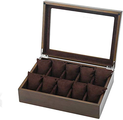 Preisvergleich Produktbild Panduo Schmuck Aufbewahrungsbox, Präsentationsständer Retro Uhr-Kasten-Organisator, Einfacher Holz Haushalt zehn Tisch mechanische Uhr Lagerung Vitrine (Color : Black)