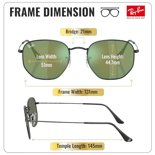 Image of Ray-Ban RB3548N HEXAGONAL FLAT LENSES Square-Round Shape Sunglasses for Men & Women with Official Eyewear Kit