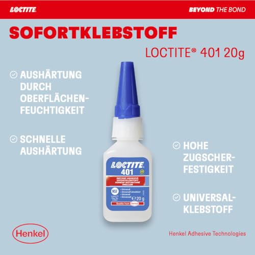 Loctite 401 Sekundenkleber, hochfest für Reparaturen, Cyanacrylat, 1x20g – Ansicht 2