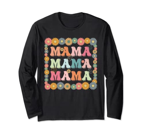Groovy Mama Family Matching Mother's Day Party Women Hippie Long Sleeve T-Shirt