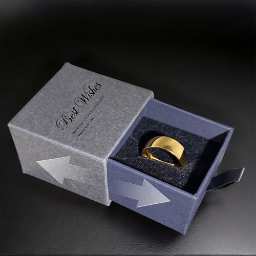 SX.man&sog Titanium Wedding Band for Men Women,Gold High Polished Solid Curved Edge Engagement Rings for Men and Women Exchange to Witness Each Other's Love 7