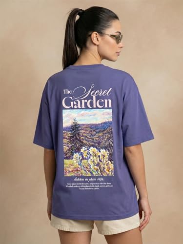 Image of JUNEBERRY Women's Oversized Graphic T-Shirt Retro Floral & Vintage Aesthetic Print, Loose Fit Casual Streetwear Tee, Trendy Baggy Style, (Sizes S-2XL)